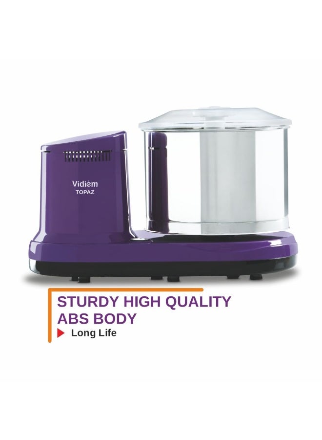 فيديم Vidiem ABS Topaz Wet Grinder ST 326 A (Lavender) | 2L SS Drum with Extra Wide Stone Roller & High Torque Motor | Fast Grinding | ISI Certified | 5 Years Warranty - Image 2